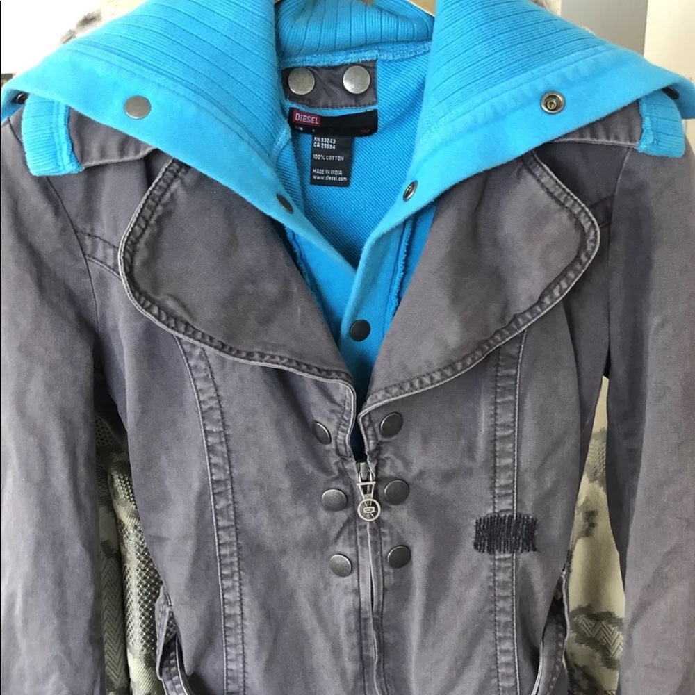 Diesel Turquoise & Grey Layered Jacket